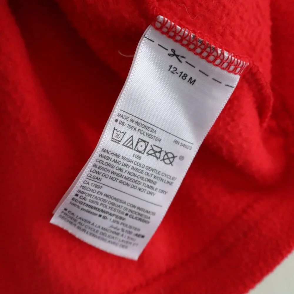 Old Navy Red Fleece Jumper 12-18m with buttons and pockets